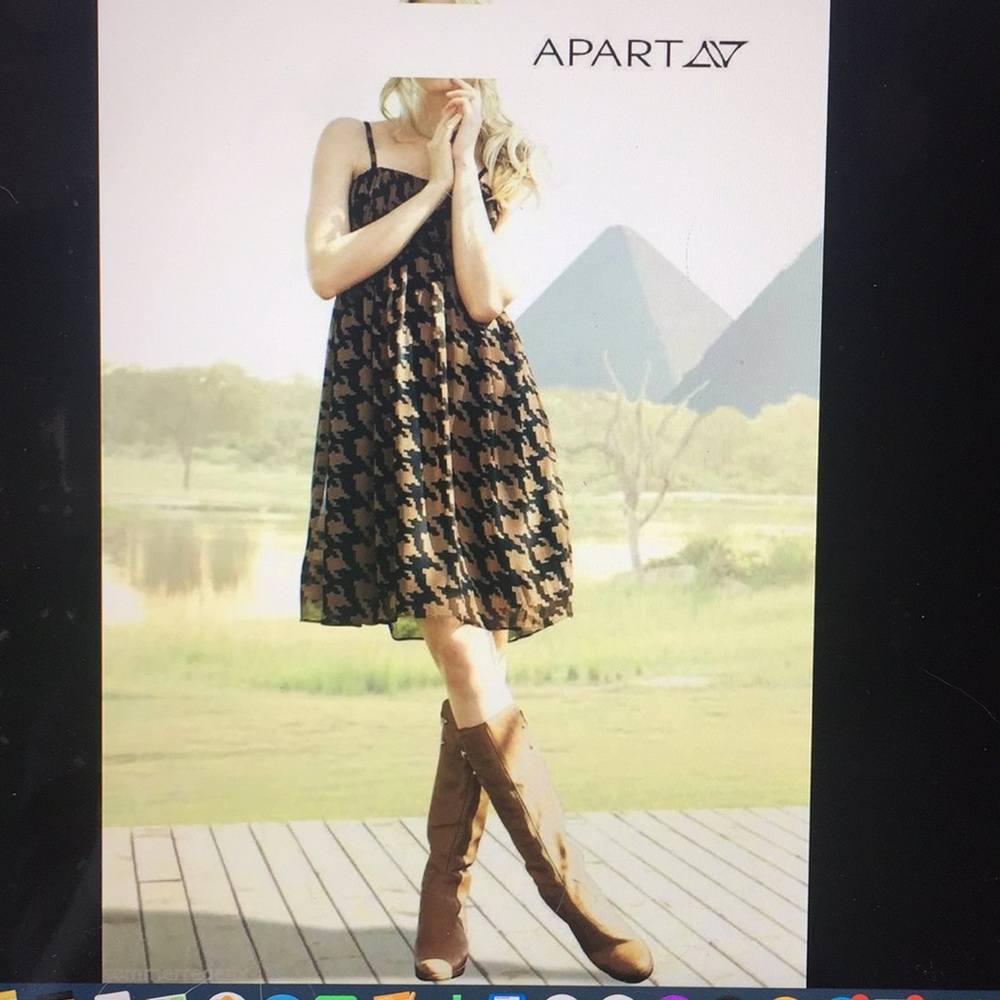 NWT APART Chiffon Black & Brown Dress Sold out 2